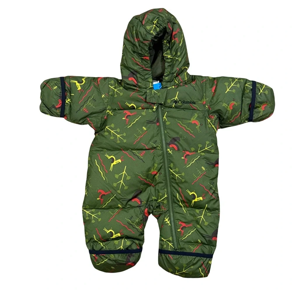 Columbia Snuggly Bunny Bunting Green Outdoor Print Snowsuit Infant 6 Months NWT